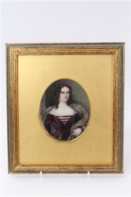 Lot 772 - English School, circa 1825, portrait miniature on ivory of a lady named verso as Eliza Brooks