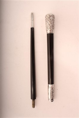 Lot 390 - 1920s silver mounted, two piece Conductor's baton, London 1922