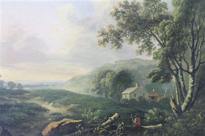 Lot 1201 - Attributed to Barend Cornelis Koekkoek (1803-1862) oil on panel - figures in a rural landscape, bearing signature, framed, 36cm x 47cm