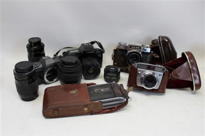 Lot 3627 - Selection of cameras and lenses – including Canon, Zeiss, Ikon, Pentax, Baldo and others (qty)