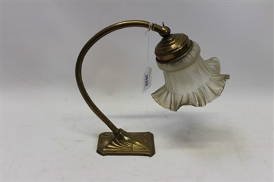 Lot 3628 - Late 19th / early 20th century Art Deco-style desk lamp with flared opaque glass shade