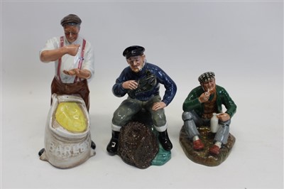 Lot 2110 - Three Royal Doulton figures - Farmer HN3195, The Lobster Man HN2317 and The Wayfarer HN2362