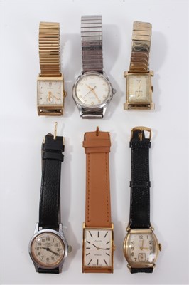 Lot 3271 - Six vintage wristwatches to include Roamer, Empire, Elgin, Helbros, Chalet and Avia