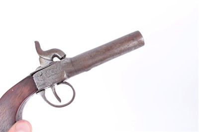 Lot 918 - Pair of 19th Century percussion box lock pocket pistols with turn off barrels and Birmingham proofs with walnut slab sided butts