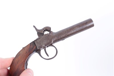 Lot 918 - Pair of 19th Century percussion box lock pocket pistols with turn off barrels and Birmingham proofs with walnut slab sided butts
