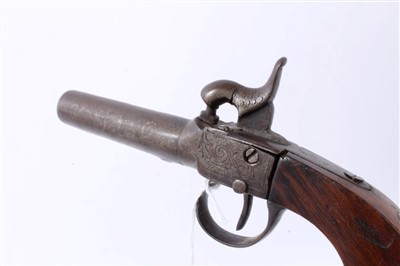 Lot 918 - Pair of 19th Century percussion box lock pocket pistols with turn off barrels and Birmingham proofs with walnut slab sided butts