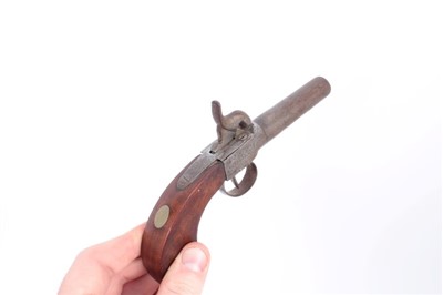 Lot 918 - Pair of 19th Century percussion box lock pocket pistols with turn off barrels and Birmingham proofs with walnut slab sided butts