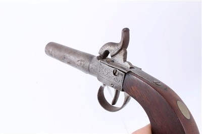 Lot 918 - Pair of 19th Century percussion box lock pocket pistols with turn off barrels and Birmingham proofs with walnut slab sided butts