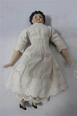 Lot 2863 - Glazed China Shoulder doll, soft body.