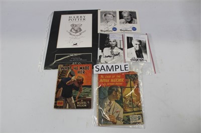 Lot 2476 - Ephemera selection - including Marilyn Monroe, postcards, autographs - including Lauren Bacall, Charlton Heston, J. K. Rowling and others