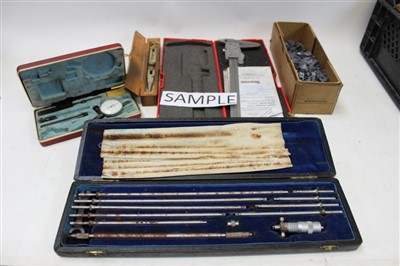 Lot 3639 - Selection of engineering tools and gauges - including micrometres, delft gauge, tap and die set and other items