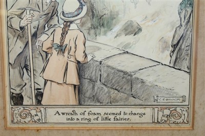 Lot 1358 - Charles Edmund Brock (1870-1938) original pen and watercolour illustration A wreath of foam seemed to change into a ring of little fairies