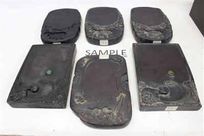 Lot 3650 - Group of sixteen carved Chinese hardstone inkstones