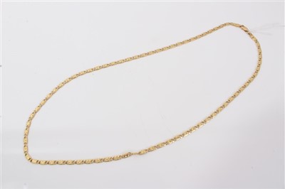 Lot 3281 - Gold (stamped 750) fancy link chain, 56.5cm