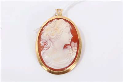 Lot 3287 - Carved shell cameo brooch/pendant