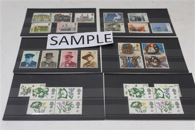 Lot 2490 - Stamps - G.B. selection on stockcards - including early QEII commemorative and definitive with Wmk. varieties, graphites, Machin varieties with various gums, cylinder blocks, etc