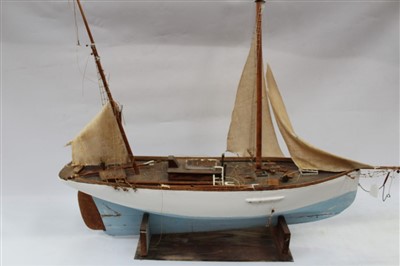 Lot 3607 - Large scratch-built model of a two-masted sailing ketch, on a wooden frame