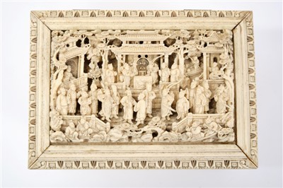 Lot 804 - Good 19th Century Chinese Canton carved ivory casket