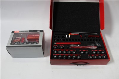 Lot 2867 - Diecast WSI Collectibles Tii group  Scheuerle Nicolas Kamag transporter, Scania 3 8x4 Bellastbak and a Faymonville Combiniax semi-trailer, all boxed (3)