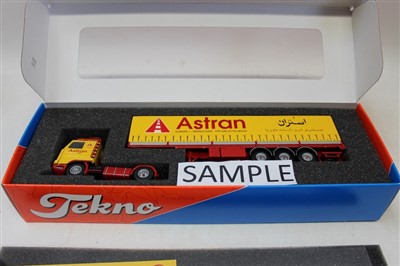 Lot 2869 - Diecast Tekno boxed selection of lorries and trailers – including Verbak R013060, Althuisius 011102 Hb, plus others (8)