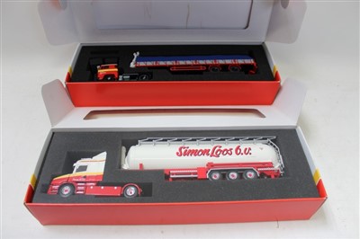 Lot 2872 - Diecast Tekno Simon Loos B. V. Scania T-Cab Tipping Silo Trailer, plus one other – both boxed (2)