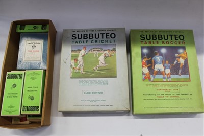 Lot 2874 - Subbuteo Table Soccer Continental Club edition, boxed, Cricket Club edition, boxed football teams – including Leeds, Spurs, Man City, etc (full listing available)