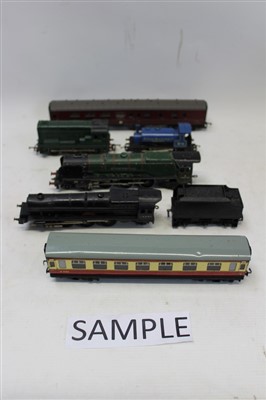 Lot 2880 - Railway – unboxed selection of locomotives, tenders, carriages and wagons, track, accessories, plus some diecast models