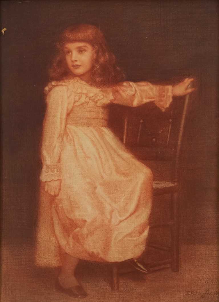 Lot 1326 - Edward Robert Hughes (1851-1914) portrait, sanguine chalks