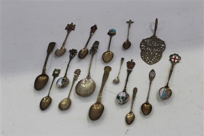 Lot 3655 - Collection of silver and enamelled souvenir teaspoons