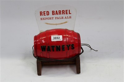 Lot 3692 - 1960s Watneys Red Barrel advertising bar lamp