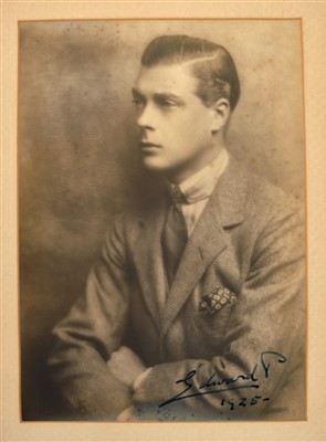 Lot 65 - HRH Edward Prince of Wales (later King Edward VIII and Duke of Windsor) – signed presentation portrait photograph of the handsome Prince wearing a tweed suit