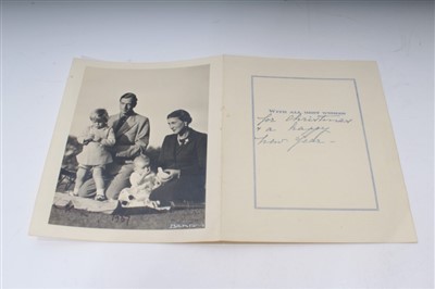 Lot 92 - TRH The Duke and Duchess of Kent – signed 1937 Christmas card photograph of The Royal Couple with two of their children