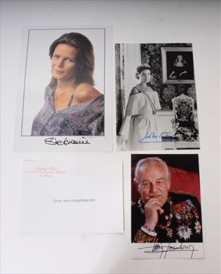 Lot 193 - Principality of Monaco, 3 signed photographs, Prince Rainier, Princess Stephanie and Princess Caroline