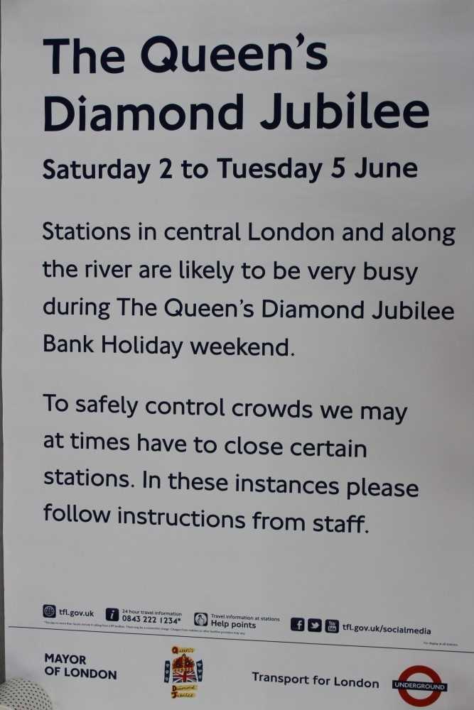 Lot 100 - The Queen’s Diamond Jubilee – London Underground Information poster