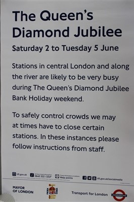 Lot 194 - The Queen’s Diamond Jubilee – London Underground Information poster
