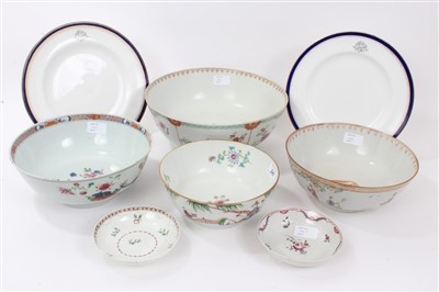 Lot 247 - Four 18th century Chinese export porcelain punch bowls, two saucers and seven plates by Goode & Co.