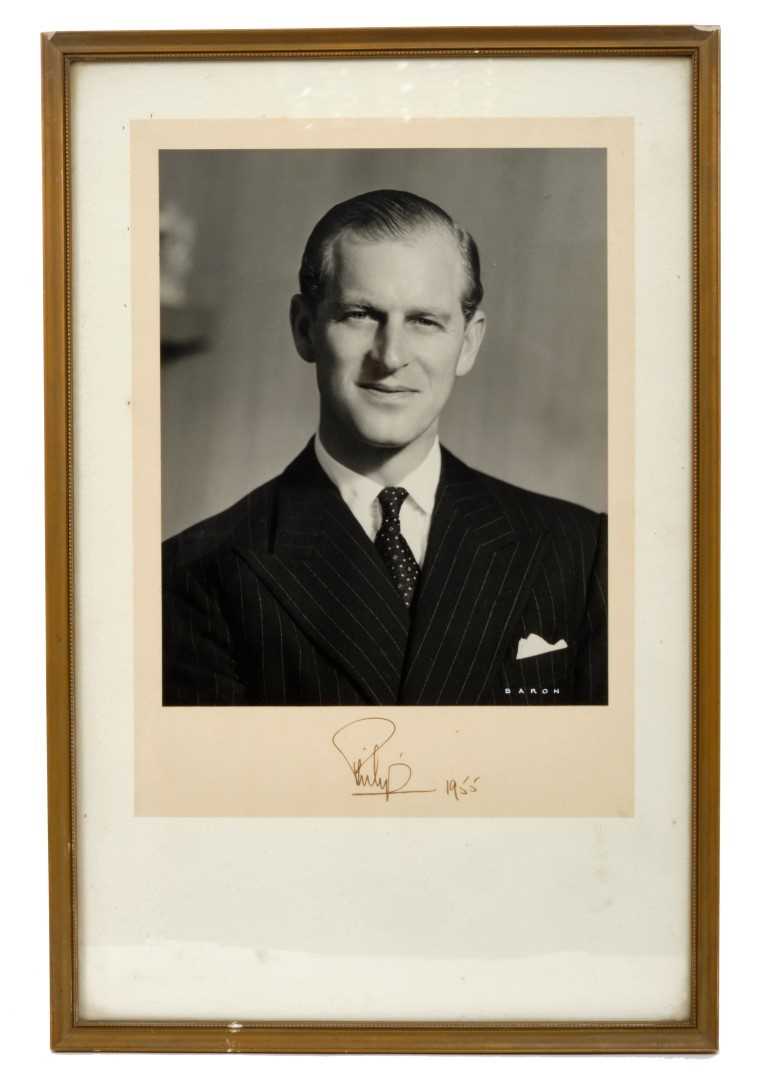 Lot 109 - HRH The Duke of Edinburgh - signed 1955 presentation portrait photograph by Baron