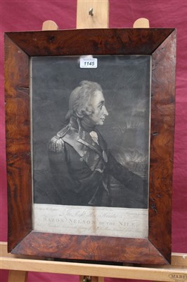 Lot 1145 - Late 18th century portrait of Nelson, in good burr elm frame