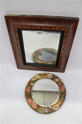 Lot 3664 - Mahogany and parquetry inlaid wall mirror