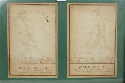 Lot 829 - Decorative 18th century pen and ink on paper - Danse Hongroise