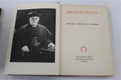 Lot 2515 - Books – Montagu Summers Essays in Petto, signed by the author and dated 1937, published Fortune Press with Lord Alfred Douglas Sonnets 1935:  ‘Inscribed for G. Catalani Alfred Douglas April 1937’,...