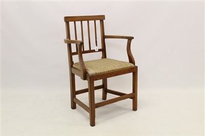 Lot 1409 - George III yew open elbow chair