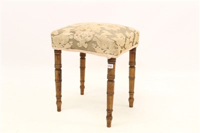 Lot 1410 - Regency fruitwood stool with rectangular padded seat