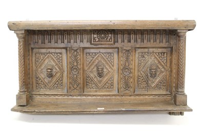 Lot 1418 - 17th century and later carved oak overmantel