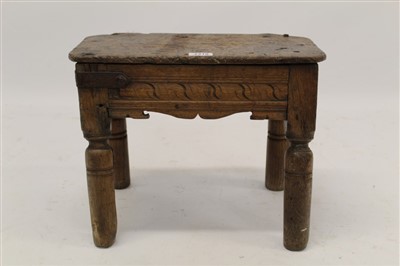 Lot 1419 - Late 17th century joint stool, carved frieze on turned supports