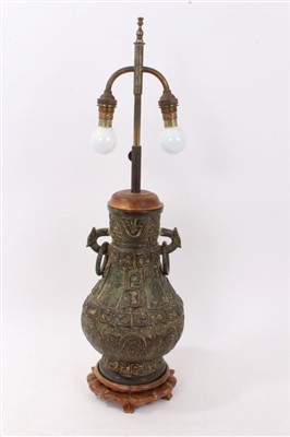 Lot 954 - Chinese bronze table lamp
