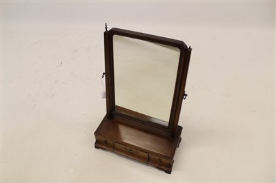 Lot 1426 - George II mahogany swing frame toilet mirror with rectangular mirror plate and three frieze drawers, on bracket feet, 36cm wide x 20cm deep x 55cm high