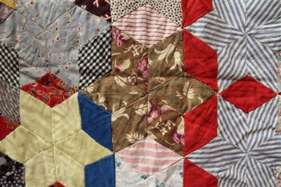 Lot 3091 - Patchwork Quilt worked in Hexagons and Stars