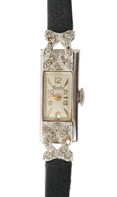 Lot 755 - Art Deco Ladies’ platinum and diamond cocktail wristwatch