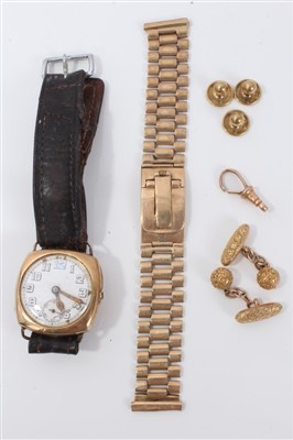 Lot 3327 - Gold (9ct) watch bracelet and other gold jewellery